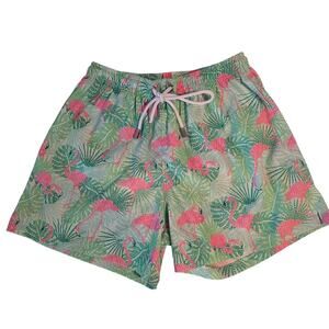Kenny Flowers Swim Trunks The Flamingo Pink Green Tropical Resort Shorts Large